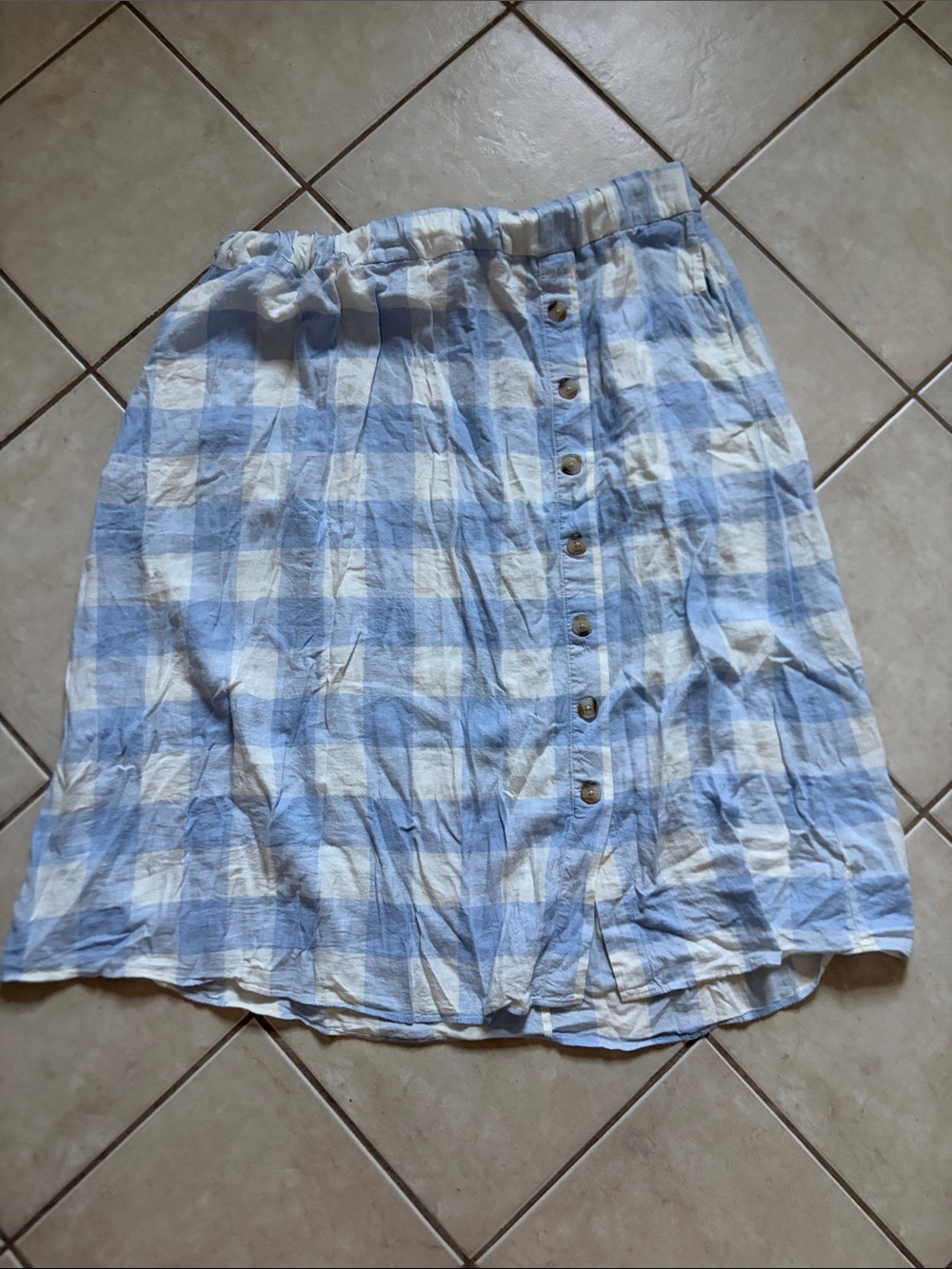 Madewell Gingham Linen Blend Skirt